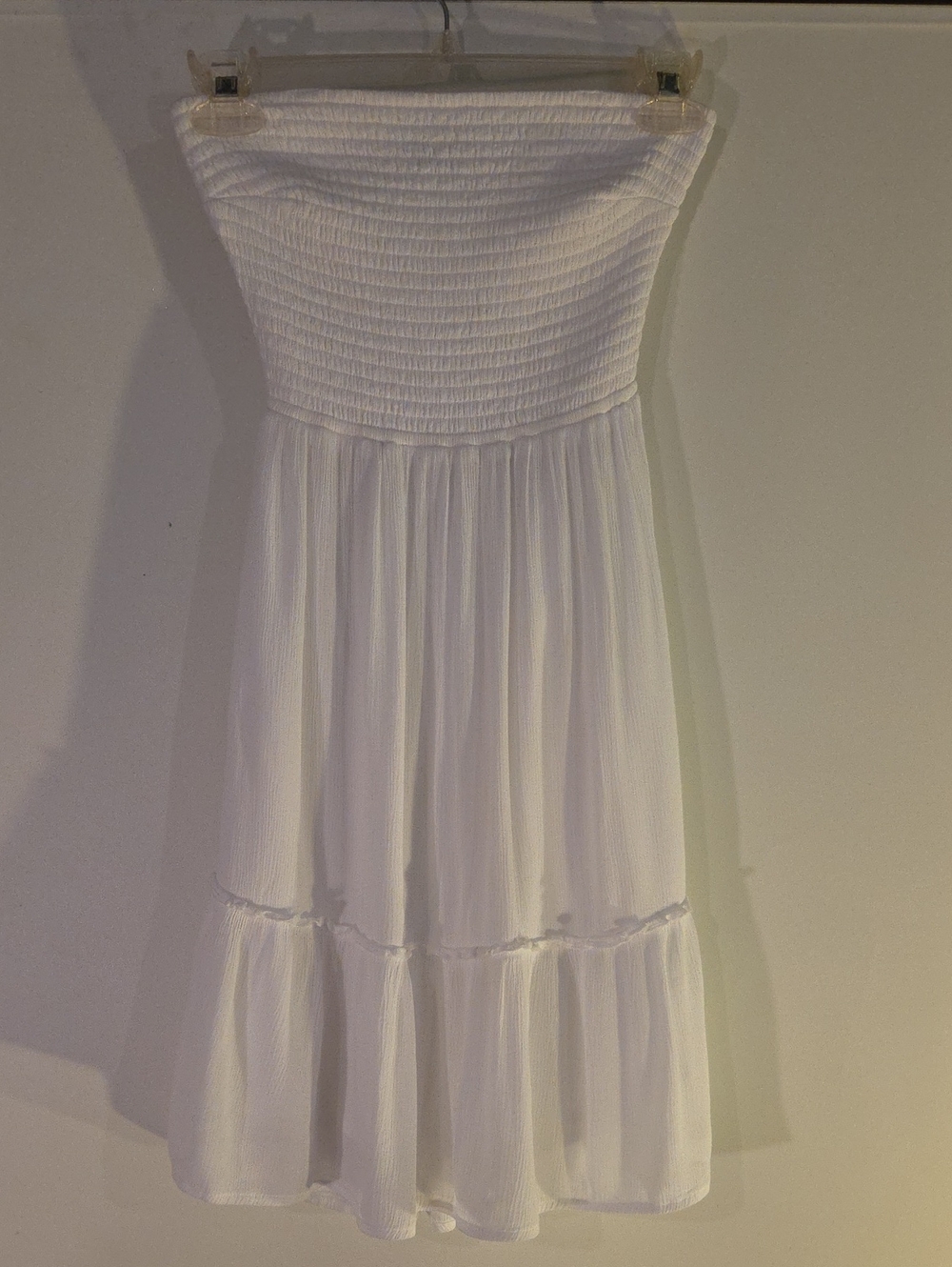 Hollister White Strapless Smocked Tiered Sundress
